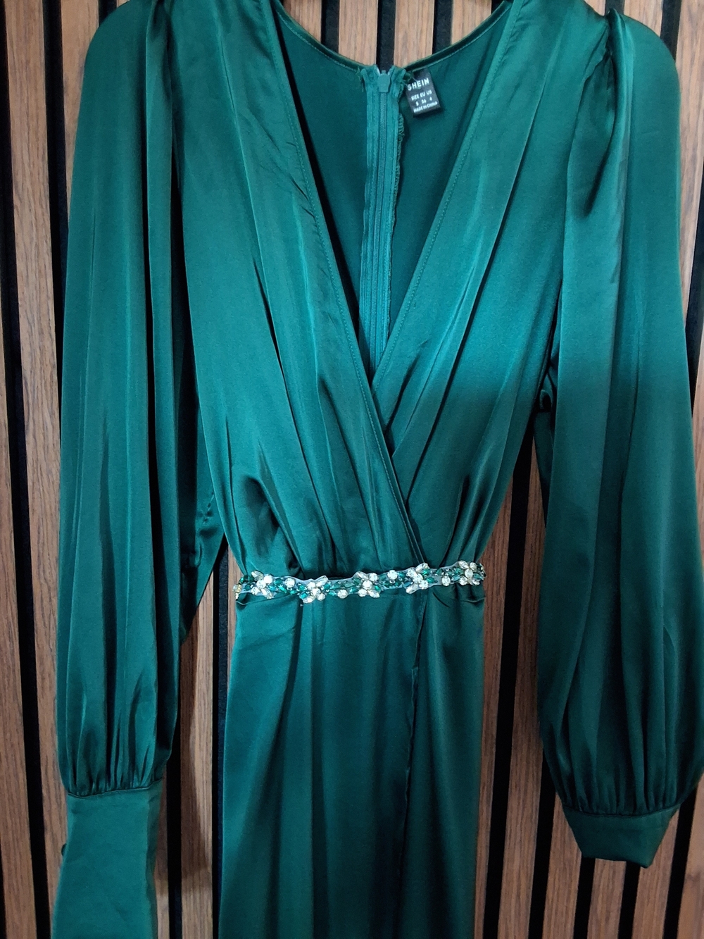 SHEIN Emerald Green Maxi Dress with Jeweled Waist